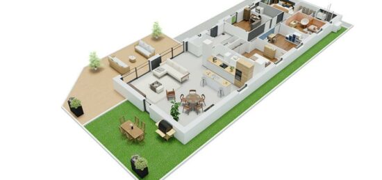 Plan de maison Surface terrain 140 m2 - 6 pièces - 5  chambres -  avec garage 